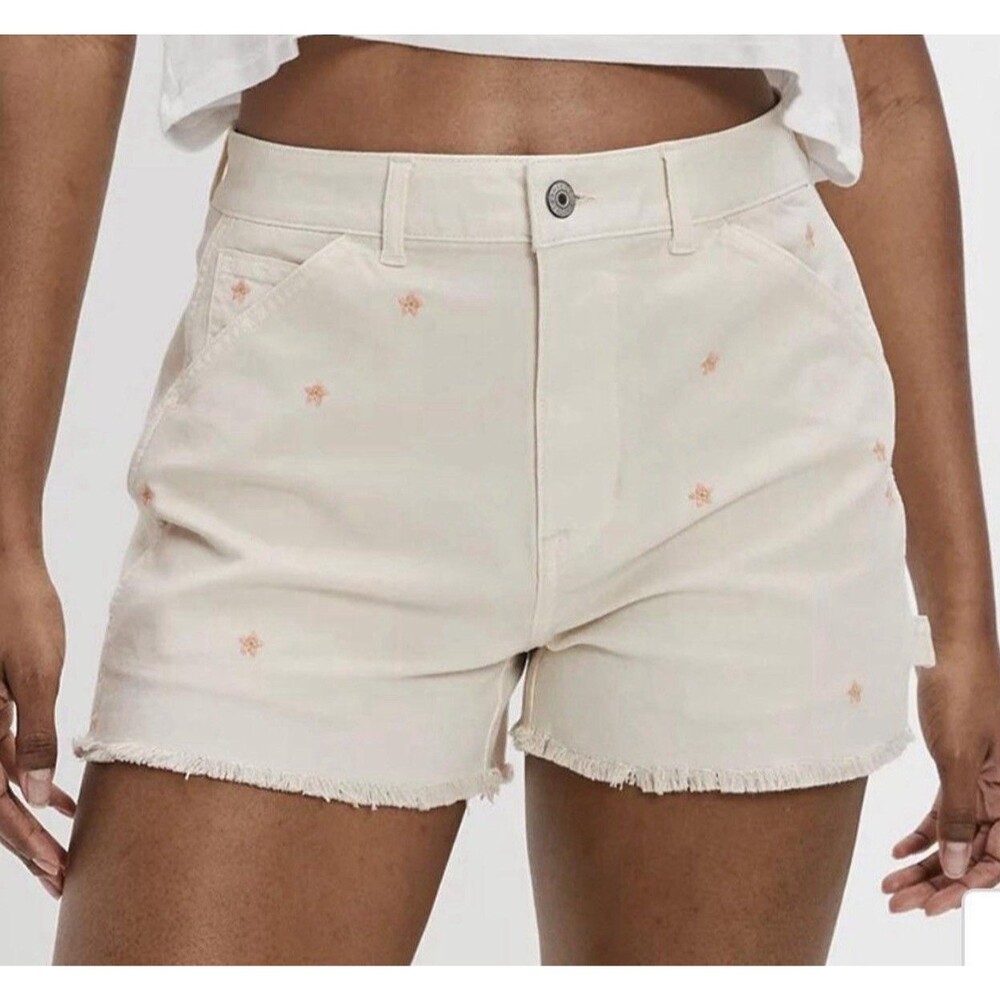 American Eagle Shorts Size 18 Cream 90s High Rise Ex Boyfriend Short Embroidered
